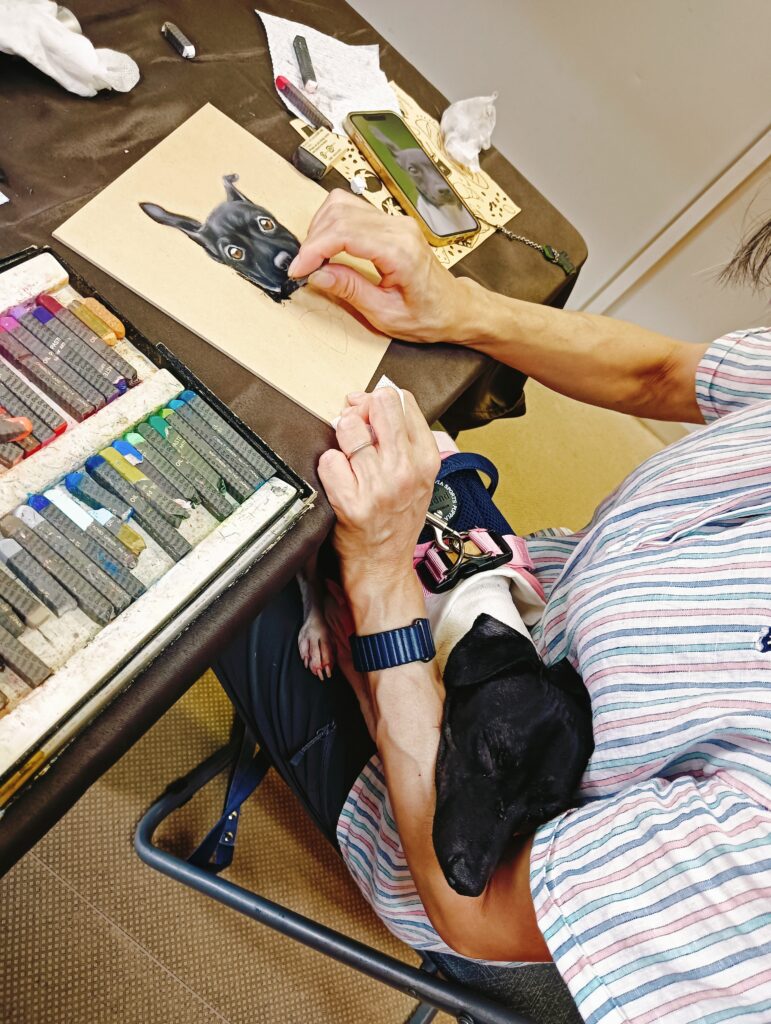 チョークアート体験　愛犬