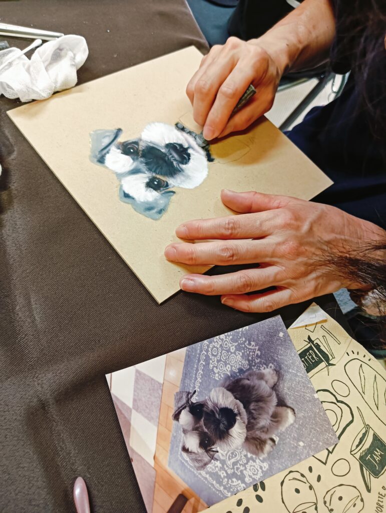 チョークアート体験　愛犬