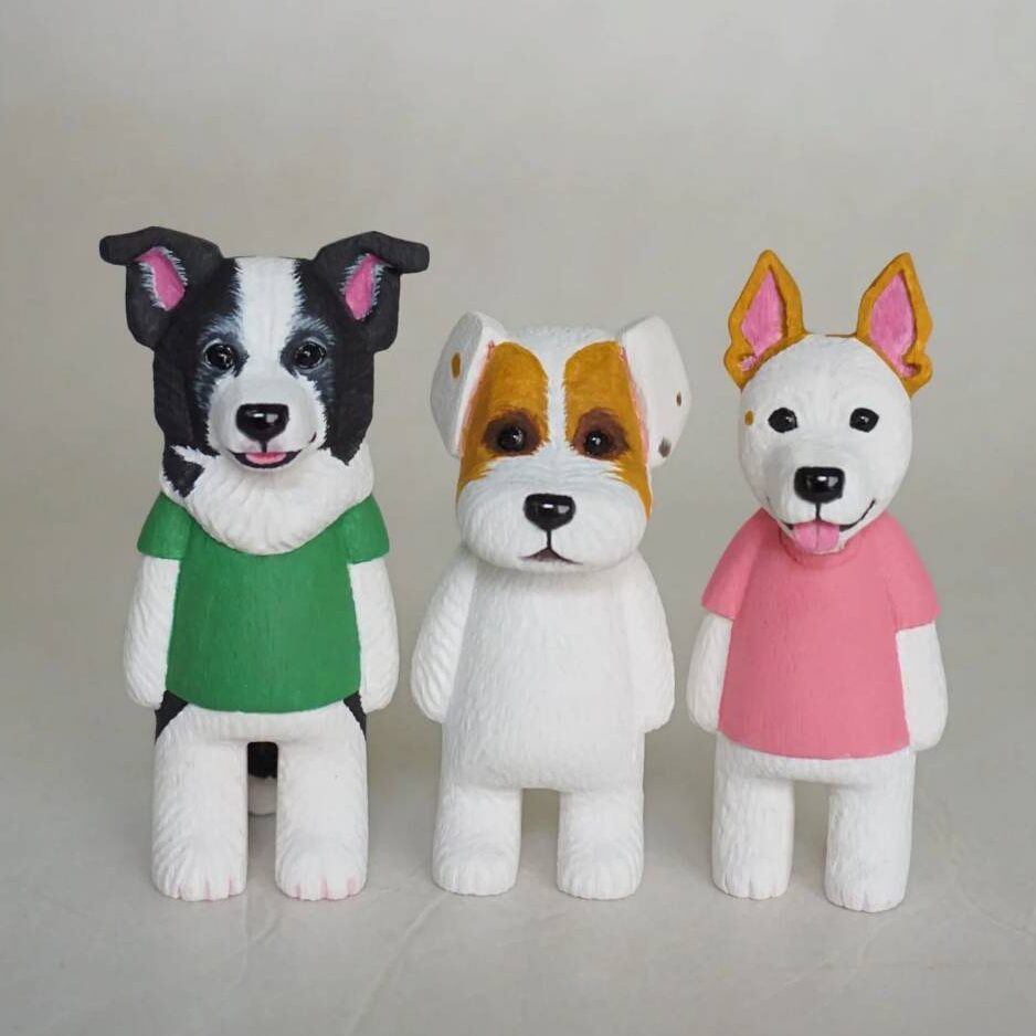 木彫り ジャックラッセルテリア ボーダーコリー